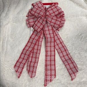 Christmas Tree Topper, Bow with 4 streamers, Red & White Plaid,New